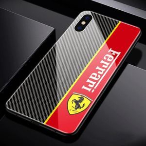 iPhone Case Carbon Fiber Mix Ferrari Logo Glossy